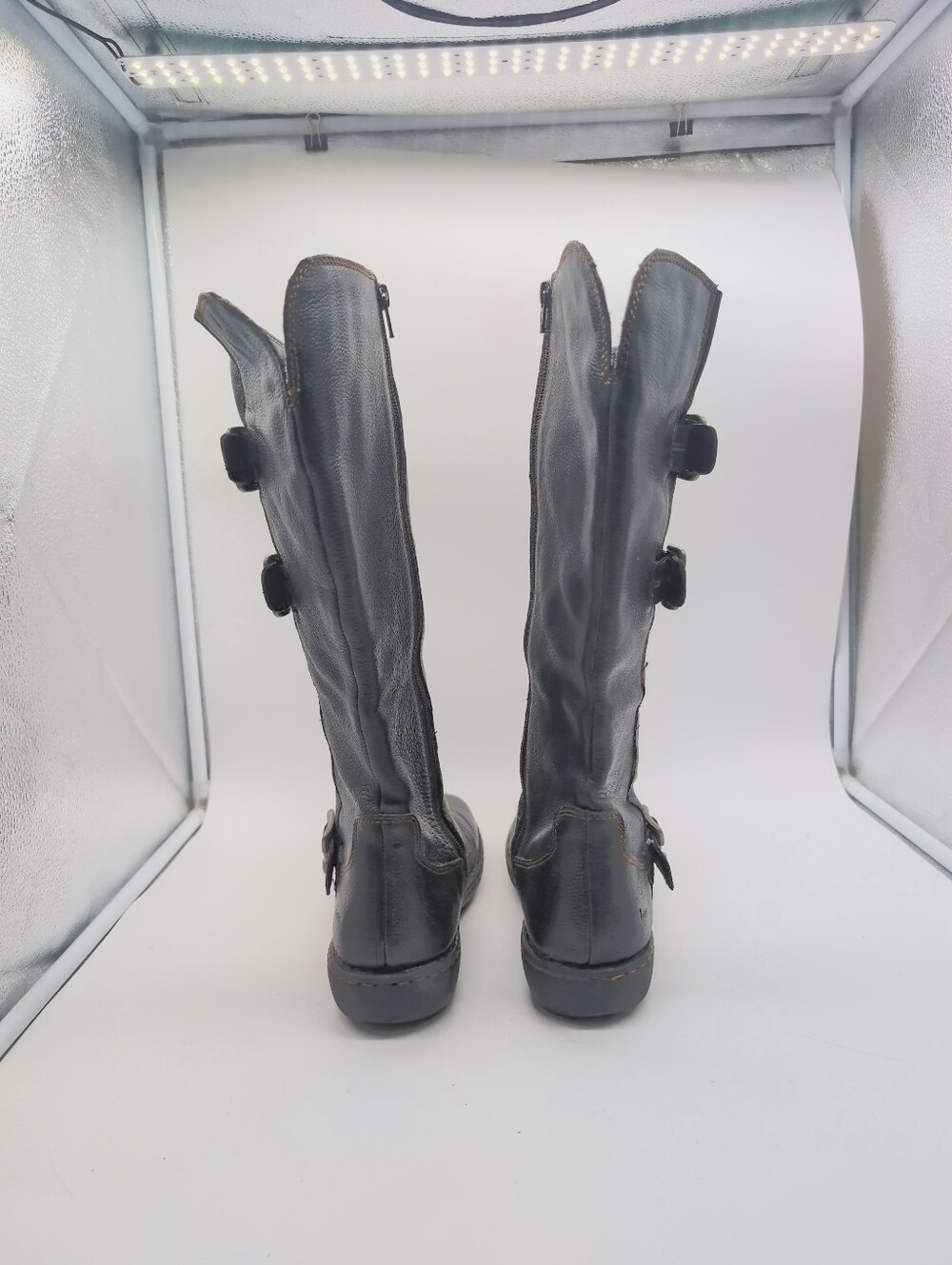 b.o.c. Born Concept Black Leather Knee-High Buckle Boots - Sz 11 (43) - Picture 4 of 7
